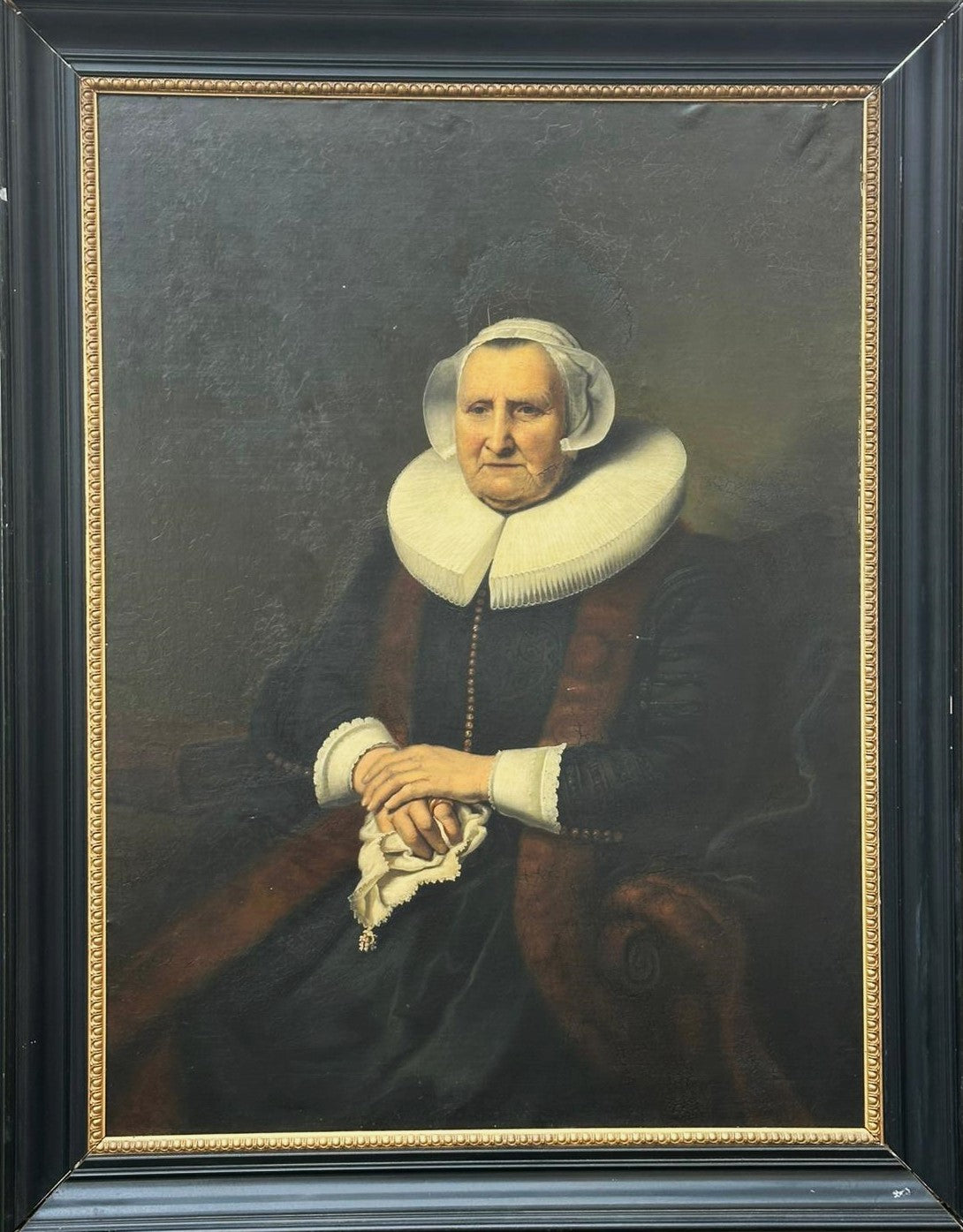 After Ferdinand Bol: A 19th-Century Oil on Canvas, Copy of Portrait of Elisabeth Bas