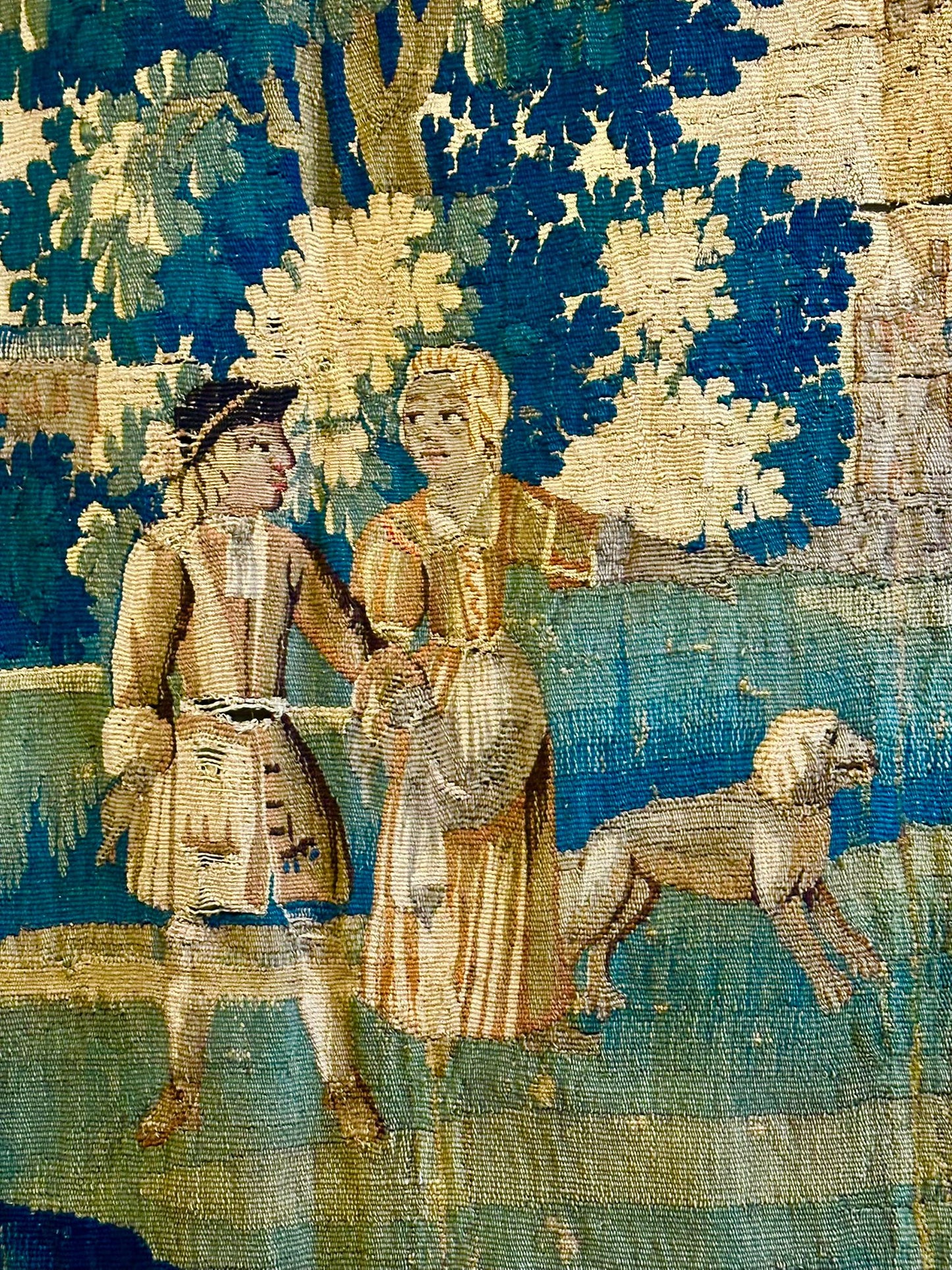 Antique French Verdure Landscape Tapestry, 17th Century