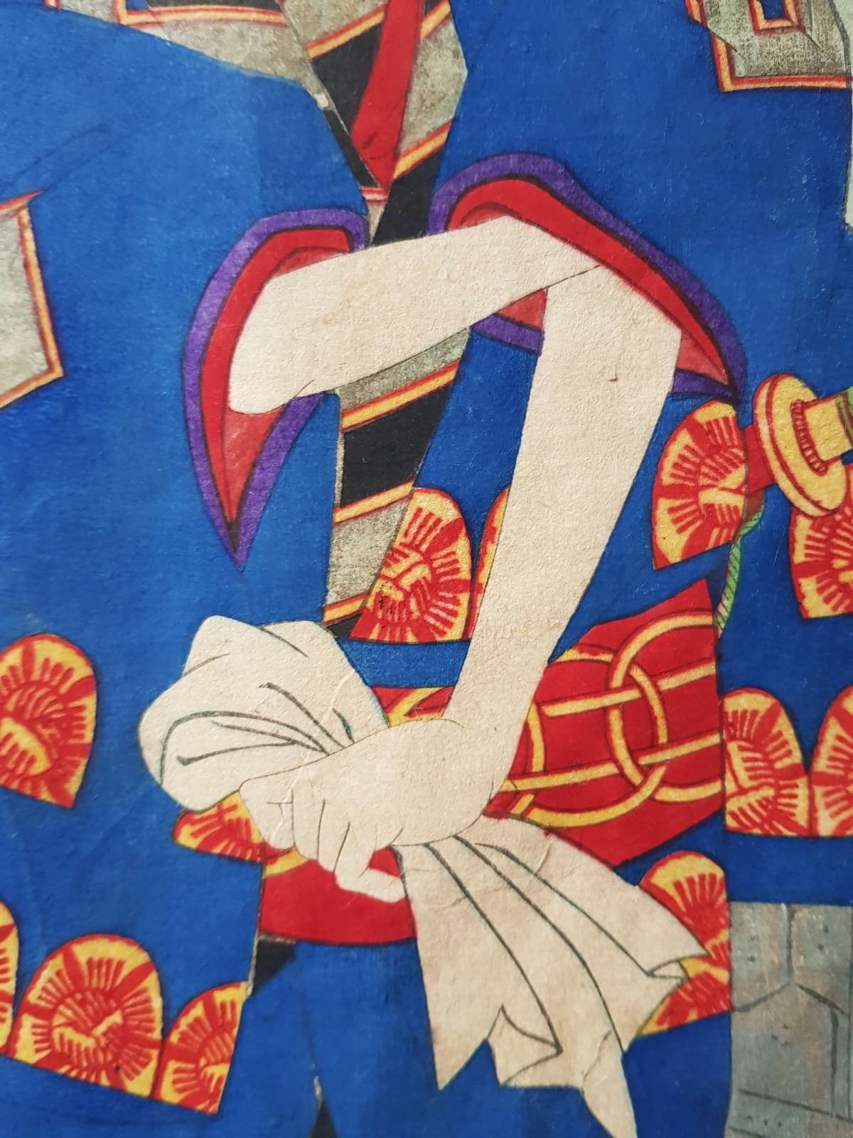 Meiji-Era Ukiyo-e Triptych – Toyohara Kunichika, Kabuki Theater Scene with Cherry Blossoms, c. 1880s