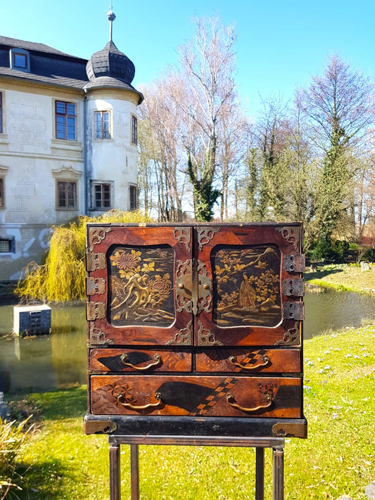Antique Japanese Yosegi-Zaiku Kodansu Cabinet, Meiji Period, 19th Century