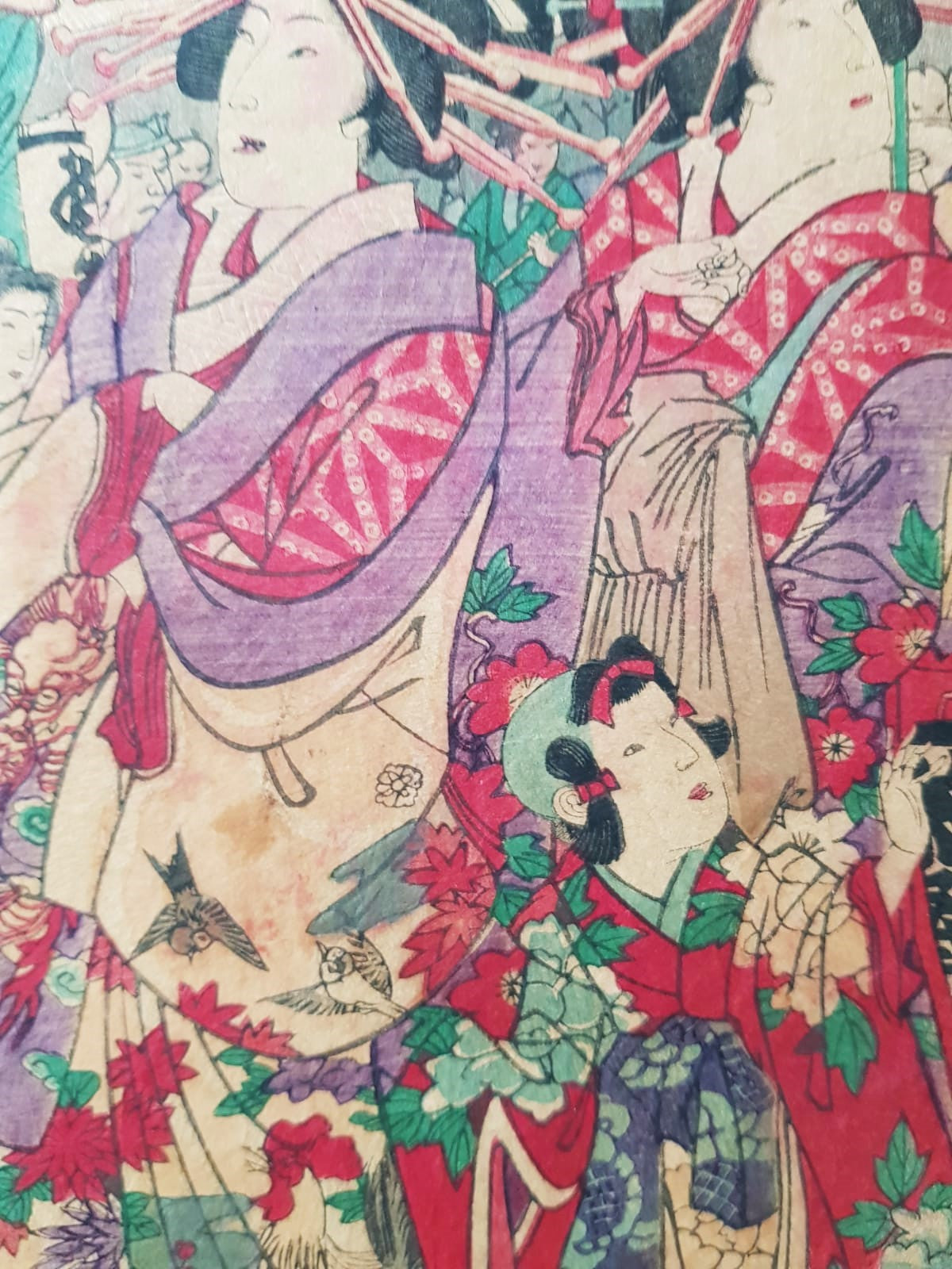 Yōshū Chikanobu (1838–1912) – "The Bustle of the Niwaka Festival at the New Yoshiwara" – Original Ukiyo-e, Woodblock Triptych, 1879