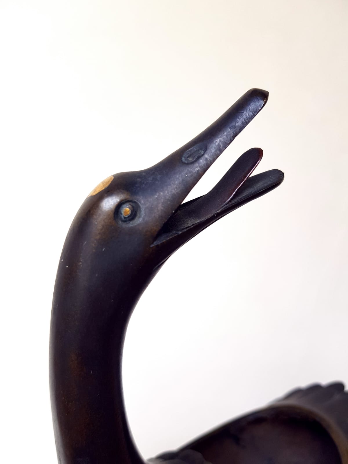 Large Antique Japanese Bronze Goose Incense Burner (Koro), Meiji Period, late 19th Century