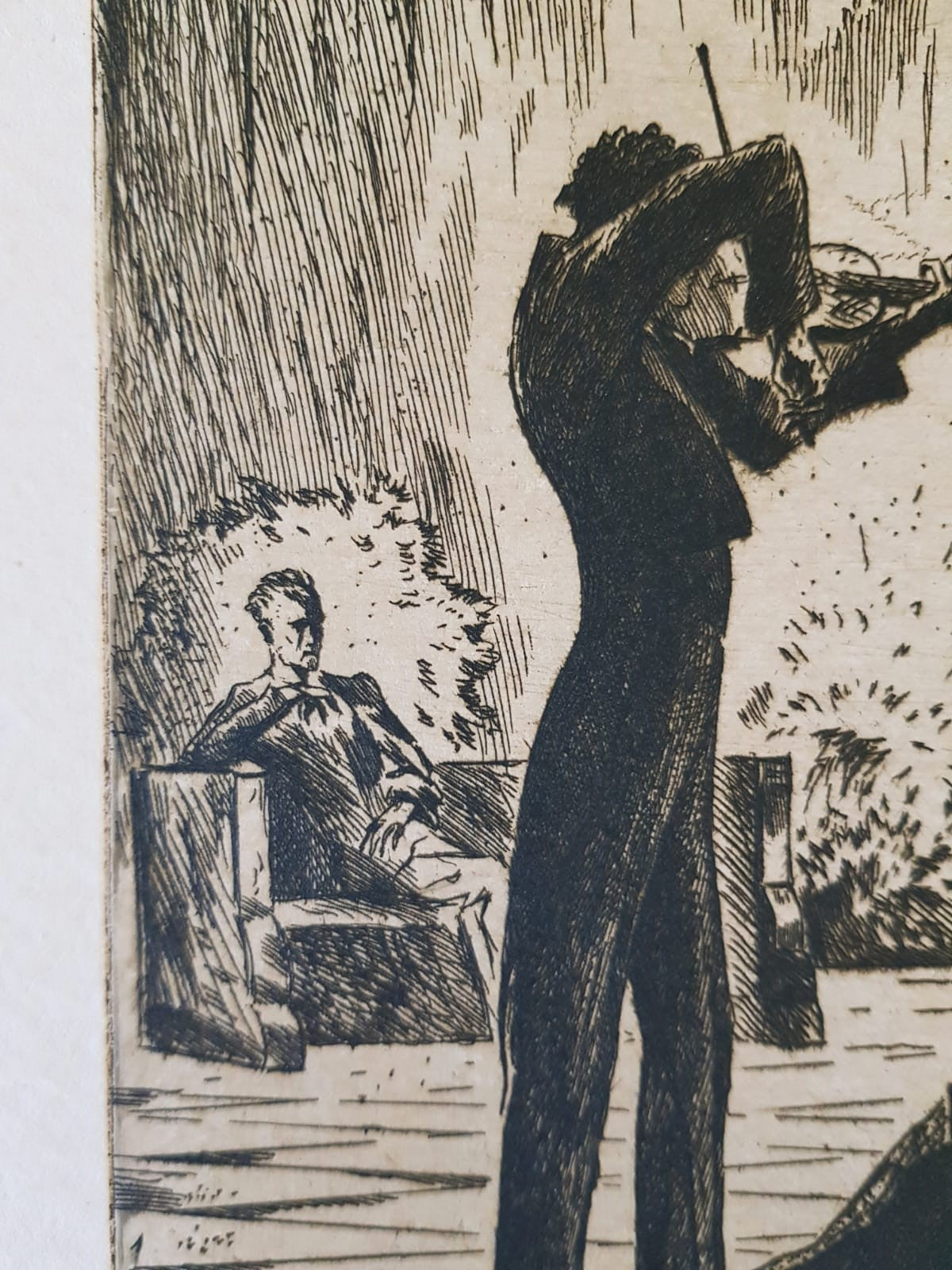 "Poslední píseň" (The Last Song) – Original Print by Jan Konůpek, Czechoslovakia, 1922