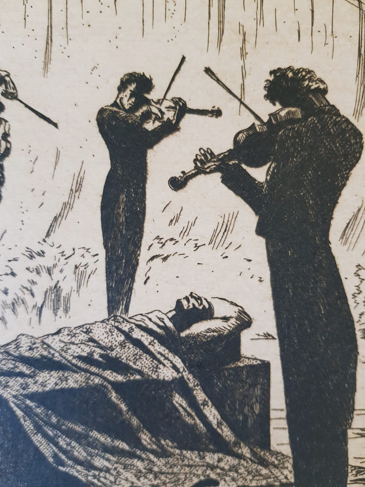 "Poslední píseň" (The Last Song) – Original Print by Jan Konůpek, Czechoslovakia, 1922