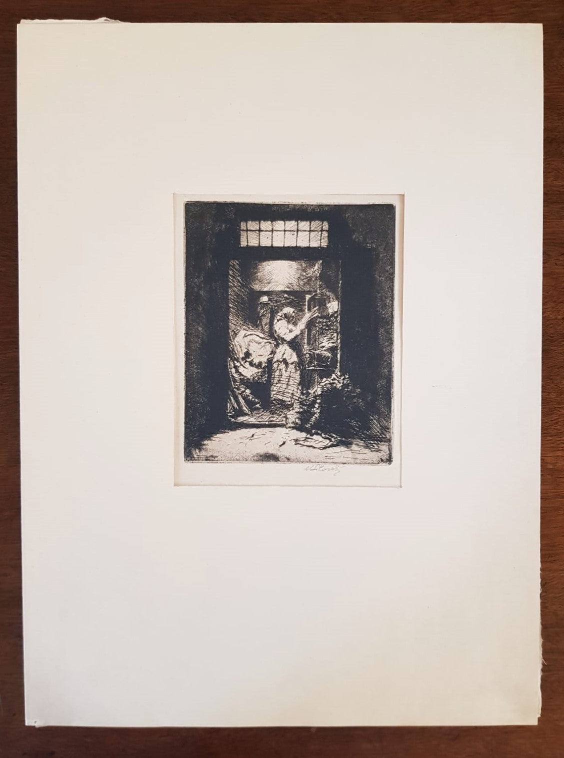 The Charcoal Shop by Vladimír Silovský – Signed 1920s Czech Drypoint Etching