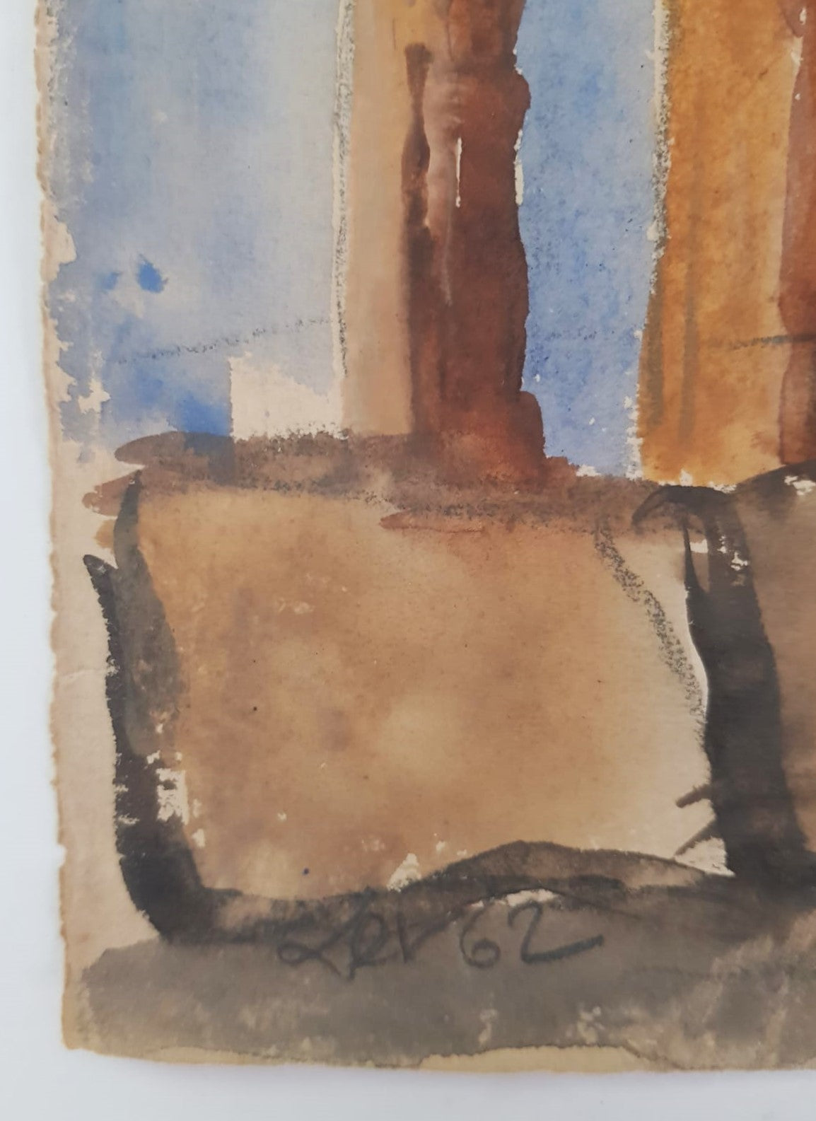 Lev Šimák - Acropolis (1962), watercolor on paper, 44,5cm x 30cm, signed and dated
