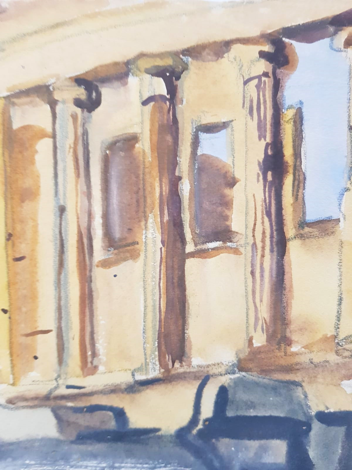Lev Šimák - Acropolis (1962), watercolor on paper, 44,5cm x 30cm, signed and dated