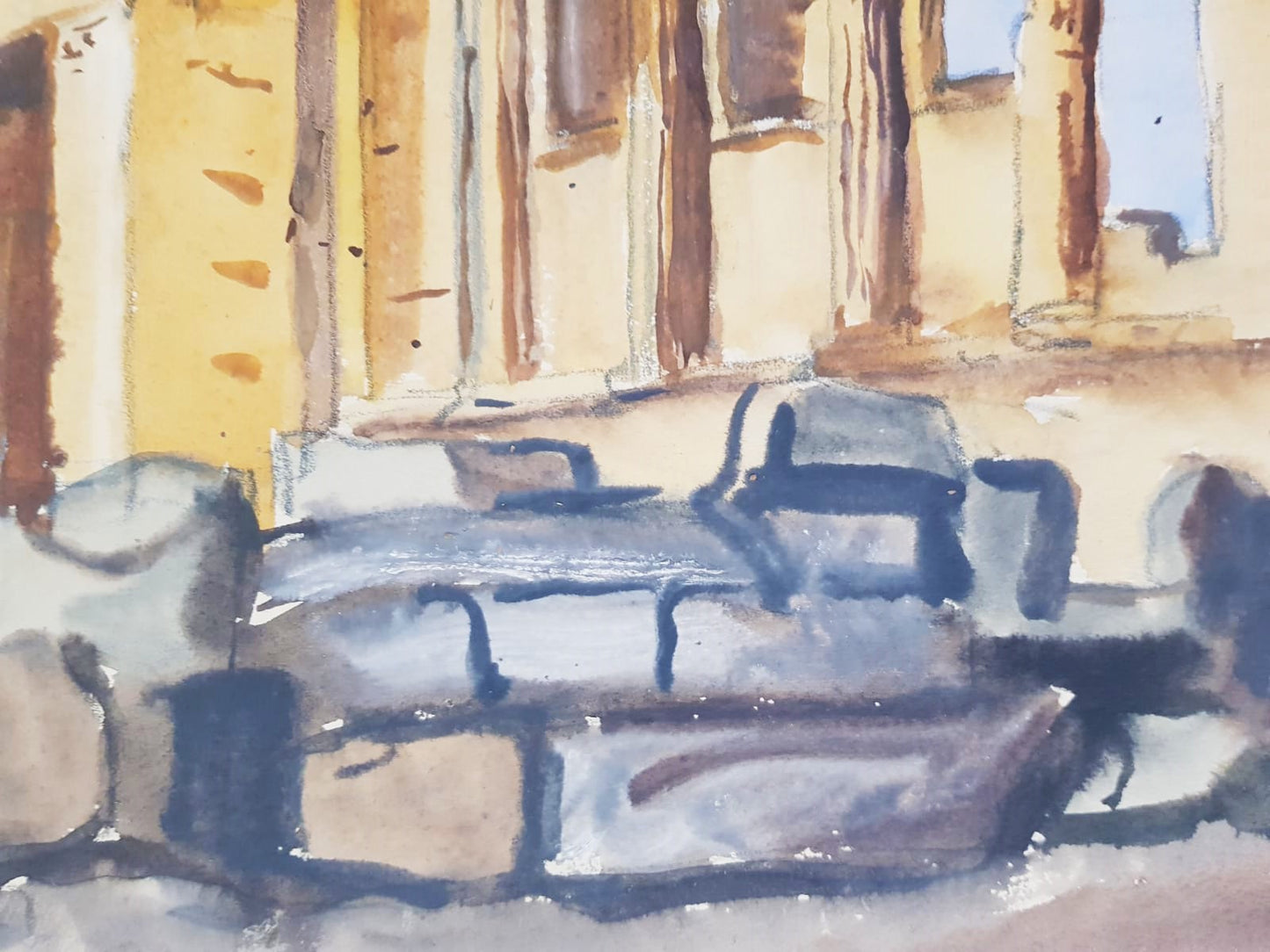Lev Šimák - Acropolis (1962), watercolor on paper, 44,5cm x 30cm, signed and dated