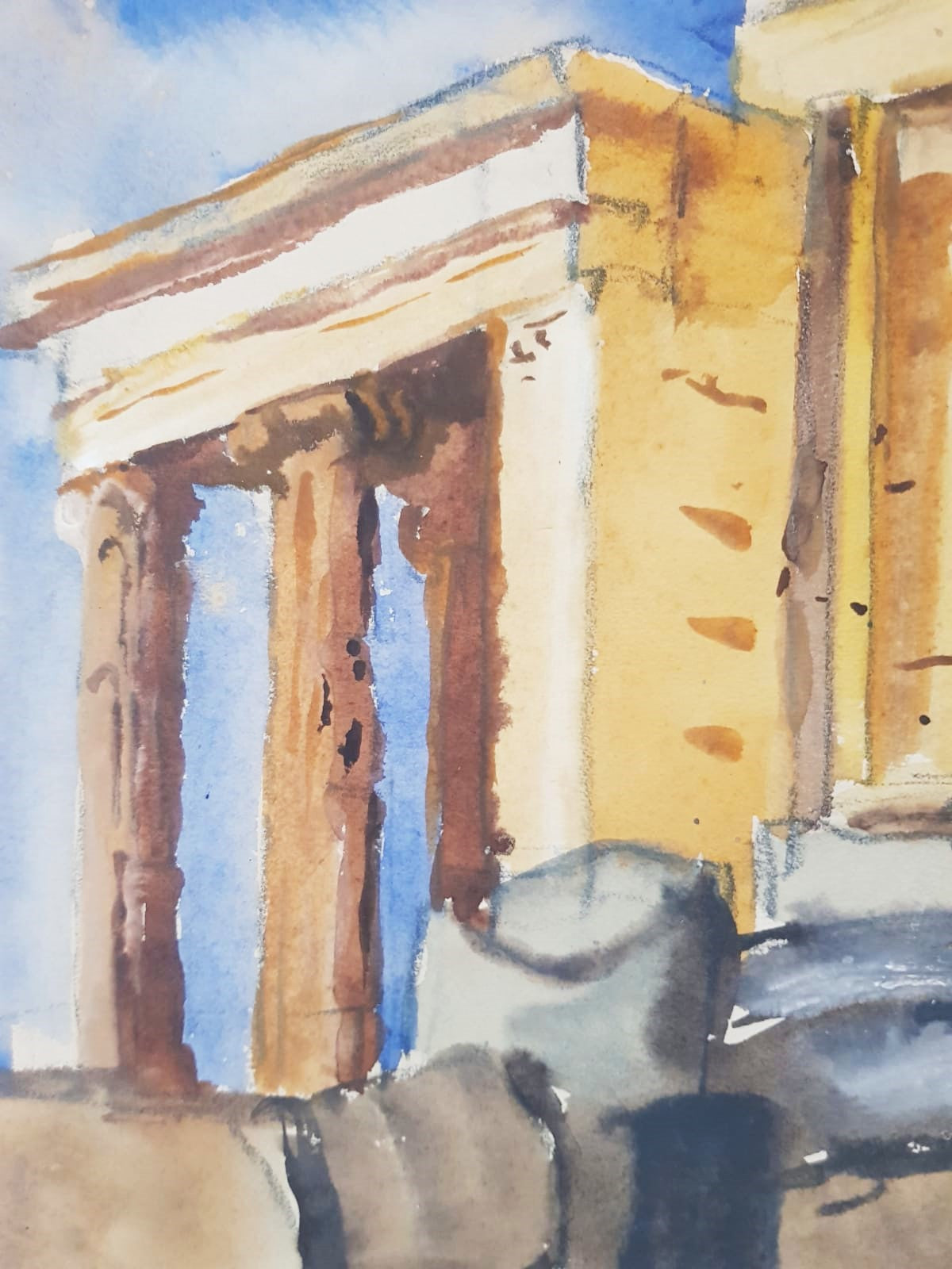Lev Šimák - Acropolis (1962), watercolor on paper, 44,5cm x 30cm, signed and dated