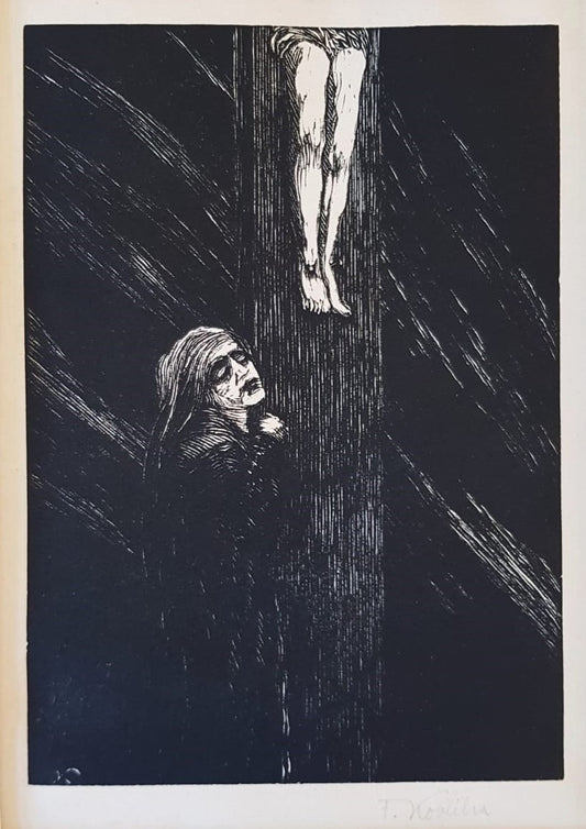 František Kobliha – "Passion Ballad" (Balada pašijová) – Original Signed Woodcut, Czechoslovakia 1947