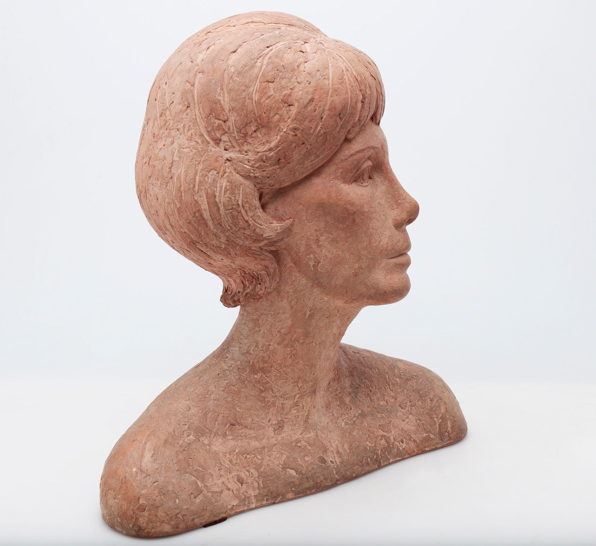 Jacinto Busto Vasallo (1922-1987) "A Girl" Terracotta Bust Sculpture, Spain, mid 20th Century