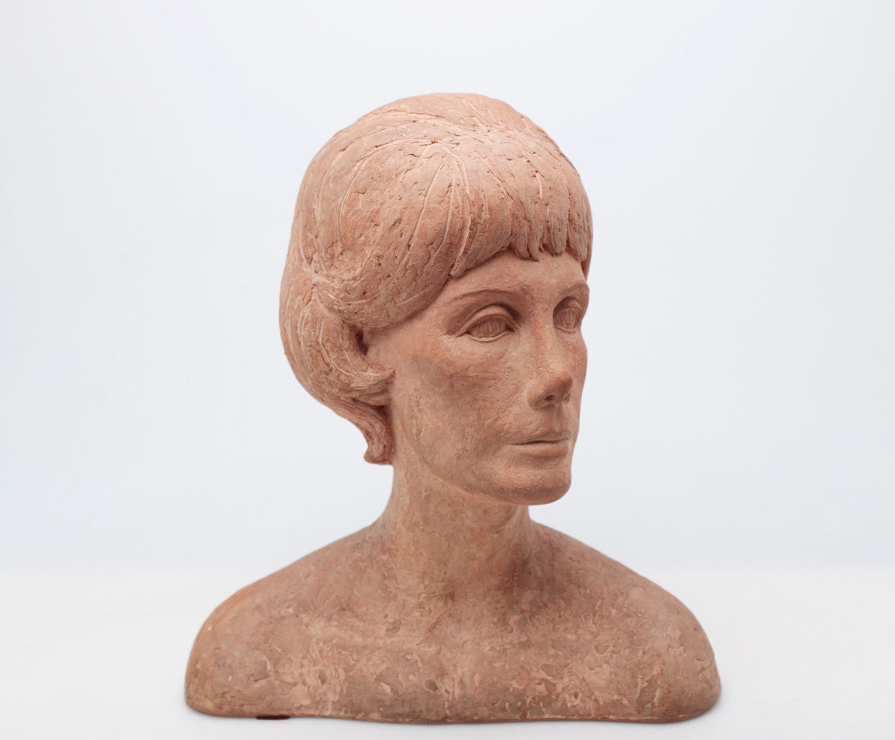 Jacinto Busto Vasallo (1922-1987) "A Girl" Terracotta Bust Sculpture, Spain, mid 20th Century