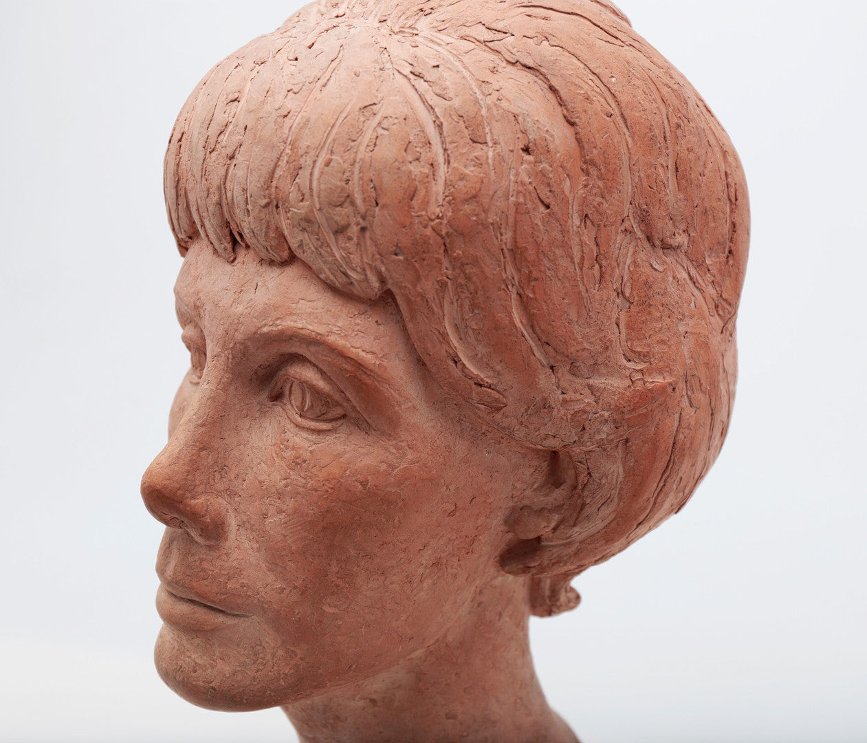 Jacinto Busto Vasallo (1922-1987) "A Girl" Terracotta Bust Sculpture, Spain, mid 20th Century