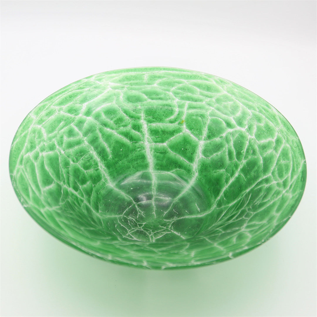 Art Deco WMF Ikora "Craquelé" Green Glass Bowl, Designed by Karl Wiedmann, Germany 1930s