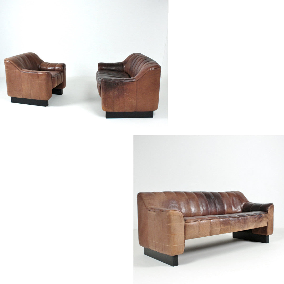 Vintage De Sede DS 44 Leather Lounge Suite, Switzerland, 1970s