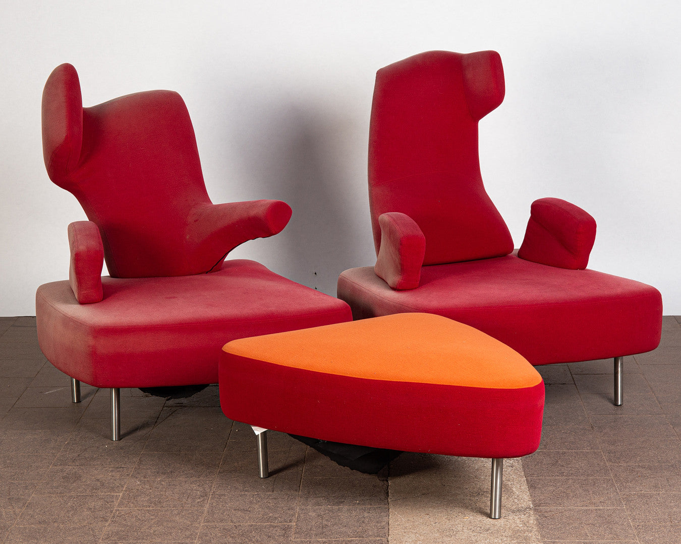 "Numeri" Armchairs and Stool by Toni Cordero for Sawaya & Moroni, Italy, 1990s