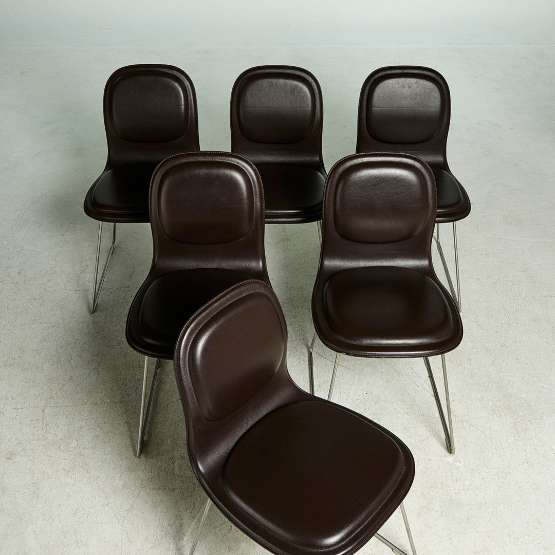 Set of 6pcs Cappellini Hi Pad Chairs by Jasper Morrison, Italy 1999