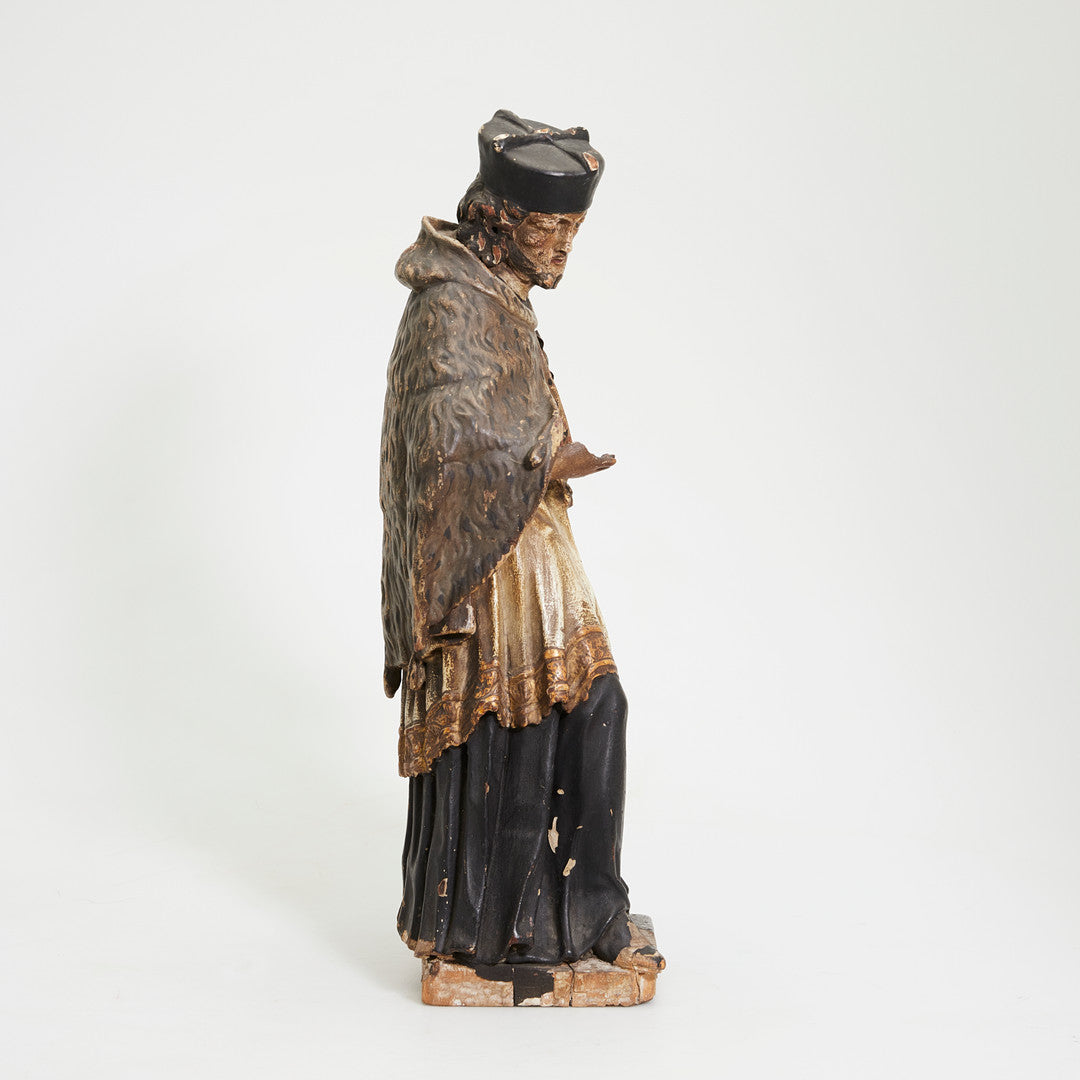 Antique Carved Linden Wood  Sculpture of "Saint John of Nepomuk", Europe, mid 19th Century