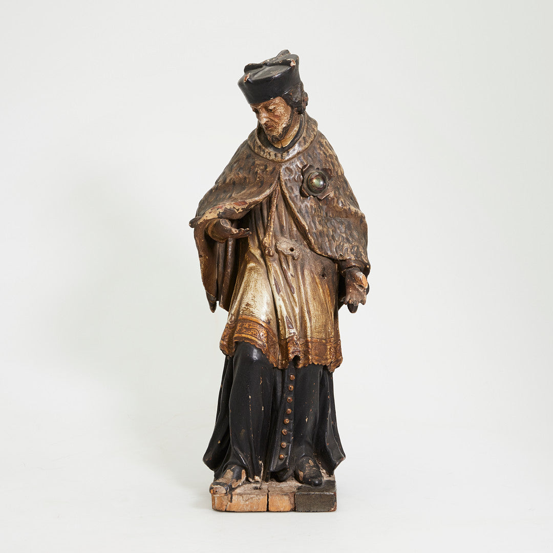 Antique Carved Linden Wood  Sculpture of "Saint John of Nepomuk", Europe, mid 19th Century