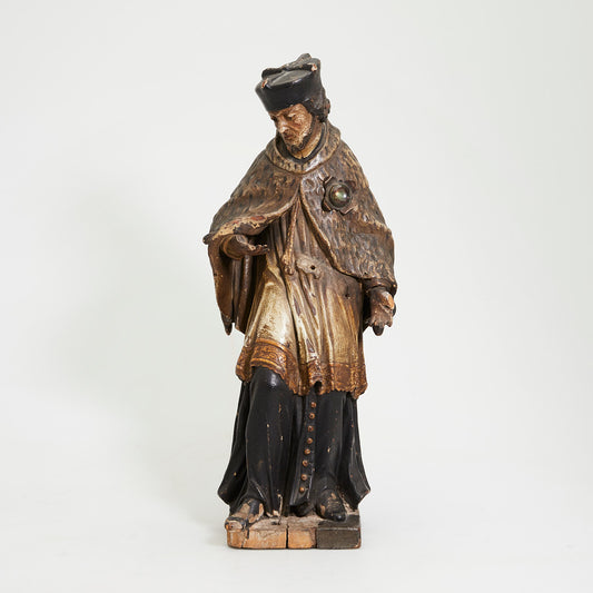 Antique Carved Linden Wood  Sculpture of "Saint John of Nepomuk", Europe, mid 19th Century