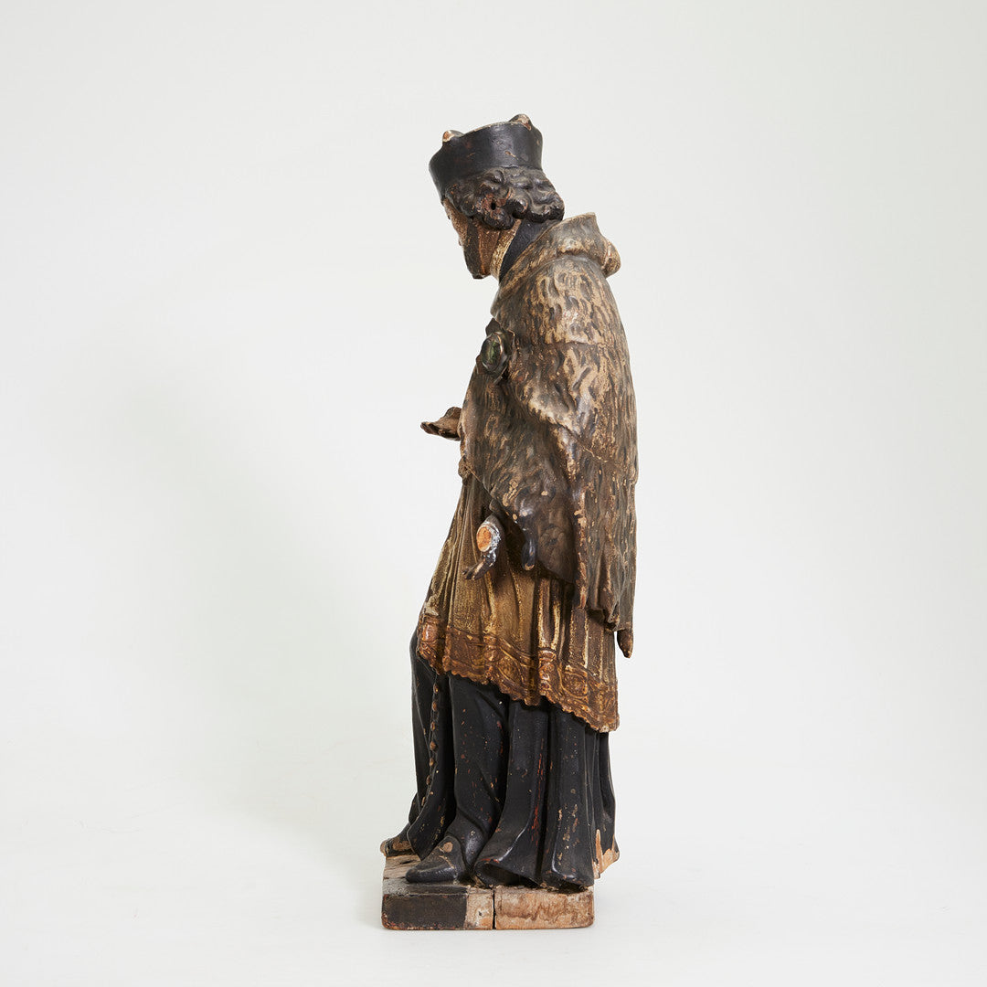 Antique Carved Linden Wood  Sculpture of "Saint John of Nepomuk", Europe, mid 19th Century