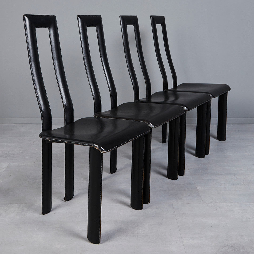 Set of 4pcs "Regia" Chairs, Ycami Collection by Antonello Mosca, Italy, early 1980s