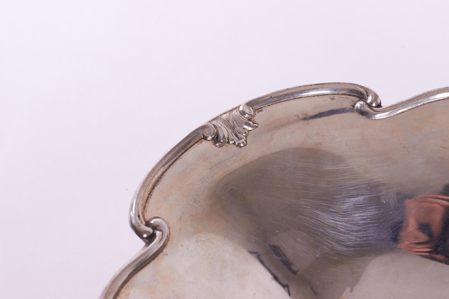 Antique 900 Silver Oval Bowl with Semi-Precious Stones